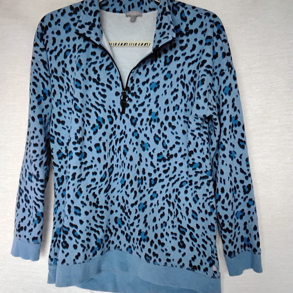 Talbot's Size M. Blue Leopard Print Women's Sweatshirt Type